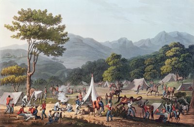 Troops Bivouacked near Villa Velha, engraved by C. Turner by Thomas Staunton St. Clair